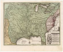 A map of Louisiana by Christoph Weigel, published in 1734 Weigel La Louisiane 1719 Cornell CUL PJM 1017 01.jpg