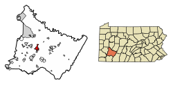 Location of Greensburg in Westmoreland County, Pennsylvania.