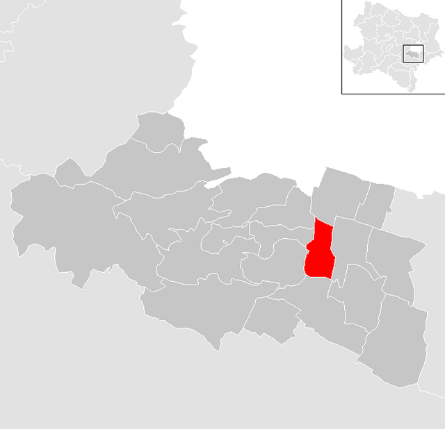 Kommunens läge i distriktet Mödling