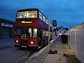 Wilts & Dorset 721 (G721 WDL), a Leyland Olympian on loan to Southern Vectis at the time and seen in Well Road, East Cowes, Isle of Wight operating the shuttle service between East Cowes and the Isle of Wight Festival 2010 site.