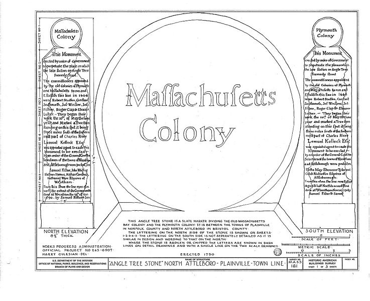 File:"Angle Tree Stone" North Attleboro - Plainville - Town Line HABS Drawing Sheet 1.jpg