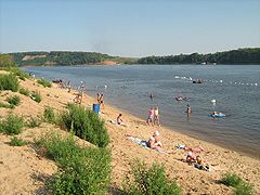 Strand ved bredden av Volga nær Kstovo