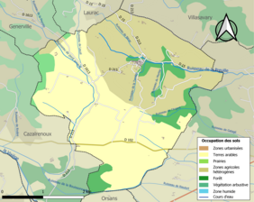 Barevná mapa znázorňující využití půdy.