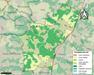 Kolorowa mapa przedstawiająca użytkowanie gruntów.