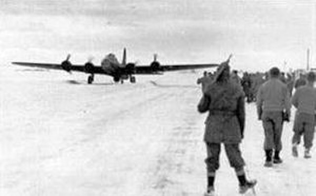 The first B-17 landing at Great Falls AAB, 30 November 1942