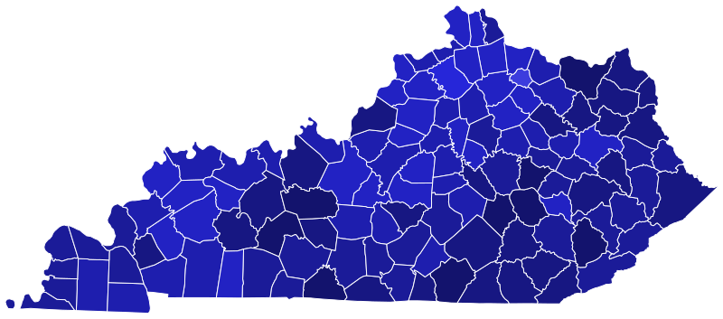 File:2000 Kentucky Democratic presidential primary election results map by county (vote share).svg