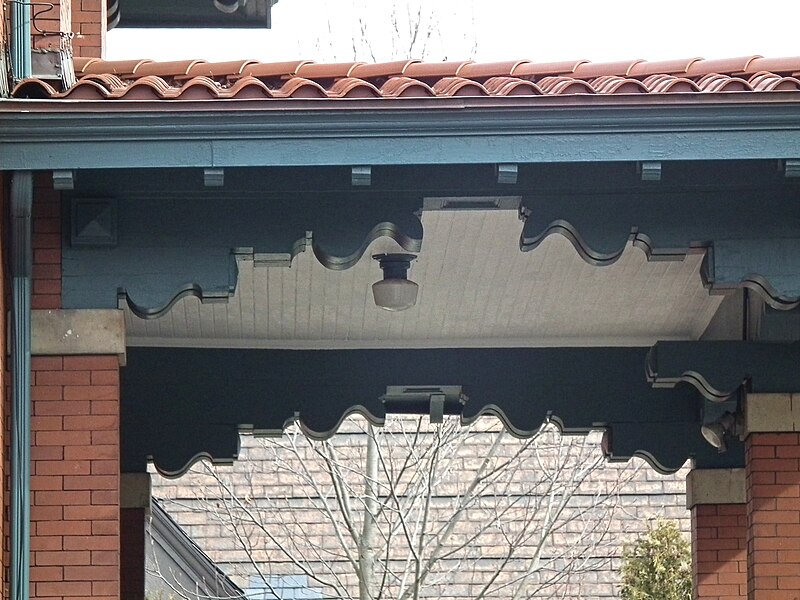 Woodwork on the porte cochere