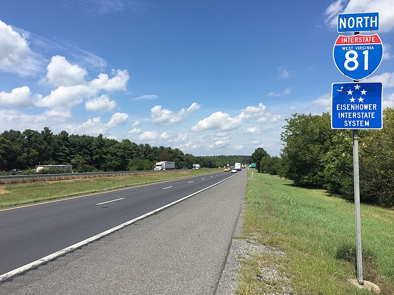 File:2016-08-24 13 49 39 View north along Interstate 81 just after entering Ridgeway, Berkeley County, West Virginia from Rest, Frederick County, Virginia.jpg