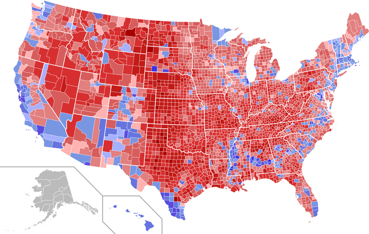 2016 us presidential election mapcounty & vote share