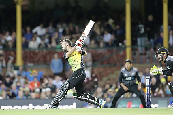 Maxwell batting against New Zealand in February 2018 during the Tri-Series.