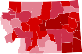 Results of the 2022 election by county 2022 Congressional Election in Montana's 2nd District.svg