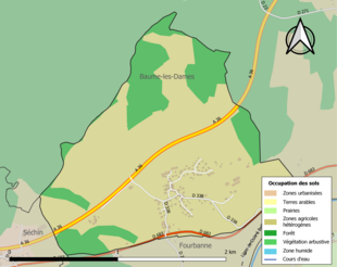 Kolorowa mapa przedstawiająca użytkowanie gruntów.