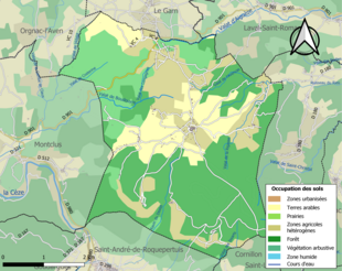 Barevná mapa znázorňující využití půdy.