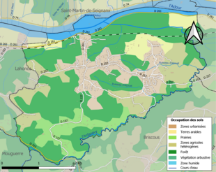 Barevná mapa znázorňující využití půdy.