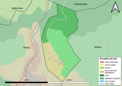 Mapa de colores que muestra el uso de la tierra.