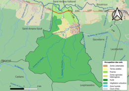 Kolorowa mapa przedstawiająca użytkowanie gruntów.