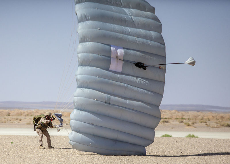 File:A U.S. Marine with the 26th Marine Expeditionary Unit's Maritime Raid Force draws in his parachute during parachute operations at King Faisal Air Base in Jordan June 12, 2013, during exercise Eager Lion 2013 130612-M-SO289-005.jpg