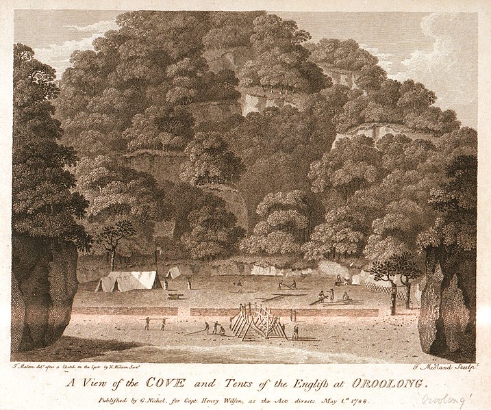 File:A View of the Cove and Tents of the English at Oroolong Published by G. Nichol, for Capt. Henry Wilson, as the Act directs May 1st 1788 RMG PU6356.jpg