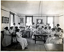 :A vocational class at the school (before 1930). A vocational class at the The National Training School for Women and Girls.jpg