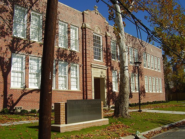 The former Edgar M. Gregory School, now the African American Library at the Gregory School