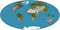 Image 7 Aitoff projection Map: Strebe, using Geocart The Aitoff projection is a modified azimuthal map projection first proposed by David A. Aitoff in 1889. Based on the equatorial form of the azimuthal equidistant projection, Aitoff halved longitudes from the central meridian, projected by the azimuthal equidistant, and then stretched the result horizontally into a 2:1 ellipse. More selected pictures