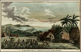 1785 etching of Waimea, Kauai at the time of Cook's journey An Inland View in Atooi, One of the Sandwich Islands (1785).jpg