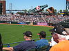 A view of left field and the bleachers on a gorgeous day for Giants baseball