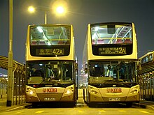 KMB buses with flip disc destination signs in Hong Kong Ate avbe (6107353275).jpg