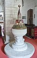 English: Baptismal font of Tingstäde Church on en:Gotland.