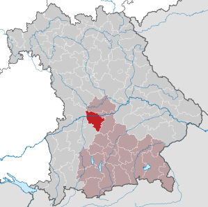 Beliggenheden af Landkreis Neuburg-Schrobenhausen i Bayern (klikbart kort)