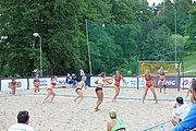 Deutsch: Beachhandball Europameisterschaften 2019 (Beach handball Euro); Tag 3: 4. Juli 2019 – Frauen, Platzierungsrunde Gruppe IV, Russland-Slowenien 2:0 (18:11, 20:16) English: Beach handball Euro; Day 3: 4 July 2019 – Women Consolation Round Group IV – Russia-Slovenia 2:0 (18:11, 20:16)