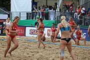 Deutsch: Beachhandball Europameisterschaften 2019 (Beach handball Euro); Tag 5: 6. Juli 2019 – Frauen, Halbfinale, Kroatien-Dänemark 1:2 (12:19, 17:10, 4:7) English: Beach handball Euro; Day 5: 6 July 2019 – Semifinal Men – Croatia-Denmark 1:2 (12:19, 17:10, 4:7)