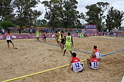 Deutsch: Beachhandball bei den Olympischen Jugendspielen 2018; Tag 5, 10. November 2018; Jungs, Platzierungsrunde - Venezuela-Paraguay 2:0 English: Beach handball at the 2018 Summer Youth Olympics at 11 October 2018 – Boys Consolation Round – Venezuela-Paraguay 2:0