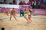 Deutsch: Beachhandball bei den Olympischen Jugendspielen 2018; Tag 5, 10. November 2018; Mädchen, Hauptrunde - Ungarn-Argentinien 1:2 English: Beach handball at the 2018 Summer Youth Olympics at 11 October 2018 – Girls Main Round – Hungary-Argentina 1:2