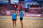 Deutsch: Beachhandball bei den Olympischen Jugendspielen 2018; Tag 5, 10. November 2018; Mädchen, Hauptrunde - Chinese Taipei (Taiwan)-Niederlande 1:2 English: Beach handball at the 2018 Summer Youth Olympics at 11 October 2018 – Girls Main Round – Chinese Taipei (Taiwan)-Netherlands 1:2