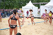 Deutsch: Beachhandball bei den Olympischen Jugendspielen 2018; Tag 5, 10. November 2018; Mädchen, Hauptrunde - Chinese Taipei (Taiwan)-Paraguay 2:0 English: Beach handball at the 2018 Summer Youth Olympics at 11 October 2018 – Girls Main Round – Chinese Taipei (Taiwan)-Paraguay 2:0