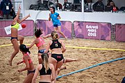 Deutsch: Beachhandball bei den Olympischen Jugendspielen 2018; Tag 6, 12. Oktober 2018; Mädchen, Hauptrundenspiel – Chinesisch Taipei (Taiwan)-Paraguay 0:2 English: Beach handball at the 2018 Summer Youth Olympics at 12 October 2018 – Girls Main Round – Chinese Taipei (Taiwan)-Paraguay 0:2