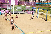 Deutsch: Beachhandball bei den Olympischen Jugendspielen 2018; Tag 3, 9. Oktober 2018; Mädchen, Vorrunde, Gruppe A - Kroatien-Ungarn 0:2 English: Beach handball at the 2018 Summer Youth Olympics at 9 October 2018 – Girls Preliminary Round Group A‎ – Croatia-Hungary 0:2