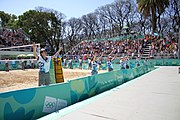 Deutsch: Beachvolleyball bei den Olympischen Jugendspielen 2018; Tag 11, 17. Oktober 2018; Jungen,Finale – Niederlande (Matthew Immers/Yorick de Groot)-Schweden (David Åhman/Jonatan Hellvig) 0:2 (20–22/15–21) English: Beach volleyball at the 2018 Summer Youth Olympics at 17 October 2018 – Final – Netherlands (Matthew Immers/Yorick de Groot)-Sweden (David Åhman/Jonatan Hellvig) 0:2 (20–22/15–21)