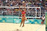 Deutsch: Beachvolleyball bei den Olympischen Jugendspielen 2018; Tag 11, 17. Oktober 2018; Mädchen, Finale – Italien (Claudia Scampoli & Nicol Bertozzi)- Russland (Maria Woronina & Maria Botscharow) 0:2 (19–21/19–21) English: Beach volleyball at the 2018 Summer Youth Olympics at 17 October 2018 – Girls Final – Italy (Claudia Scampoli & Nicol Bertozzi) - Russia (Maria Voronina & Maria Bocharova) 0:2 (19–21/19–21)