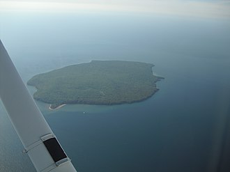 Aerial view of Bear Island, looking north. The island's South Point is in the foreground. BearIslandWIaerial.jpg