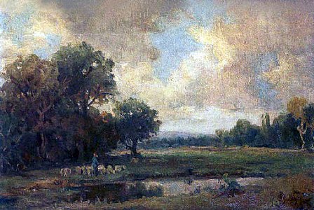 Paysage avec berger et troupeau