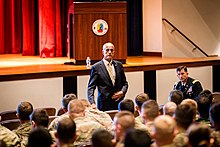 Loeffke giving a speech at Fort Benning in 2016 Bernard Loeffke 2016.jpg