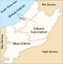 Administrative districts of Bintulu Division Bintuludivisiondistrict en.svg