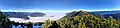 Blick aus dem Estergebirge (Hoher Fricken) auf die Notkarspitze und die benachbarten Gipfel Ziegelspitz, Ochsensitz und Brünstelskopf sowie weitere Berge wie den Kofel bei Oberammergau, Kramerspitz bei Garmisch-Partenkirchen.