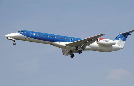 BMI Regional Embraer ERJ 145 G-RJXD landing at London Heathrow Airport in August 2007.
