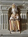 Église Notre-Dame de Bodilis, fonts baptismaux, statue de saint Grégoire le Grand.