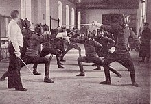 Cadets fencing at the Serbian Military Academy Borenje sabljom.jpg