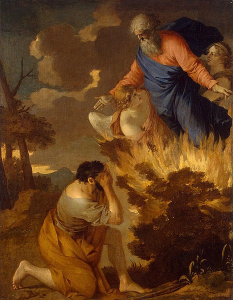 Burning Bush. Seventeenth century painting by Sébastien Bourdon in the Hermitage Museum, Saint Petersburg
