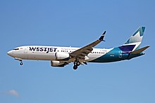 WestJet Boeing 737 MAX 8 C-FNWD Boeing 737 MAX 8 WestJet Airlines YVR 04JUL18.jpg